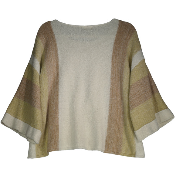 BKE Sweater Womens Large Brown Ivory Cropped Boxy Cotton Blend Kimono Sleeve - Picture 6 of 7